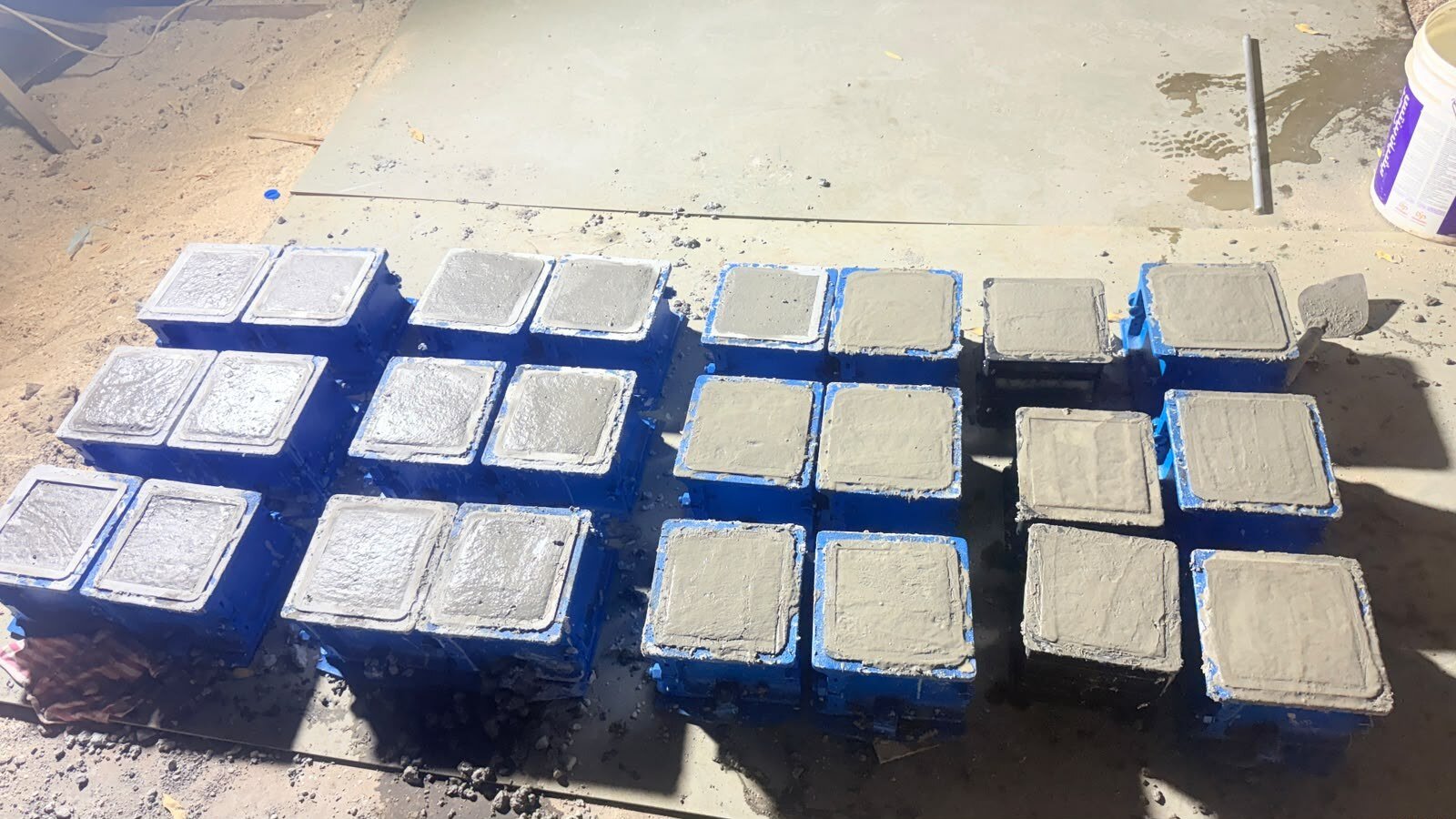 Concrete cube samples for compression testing