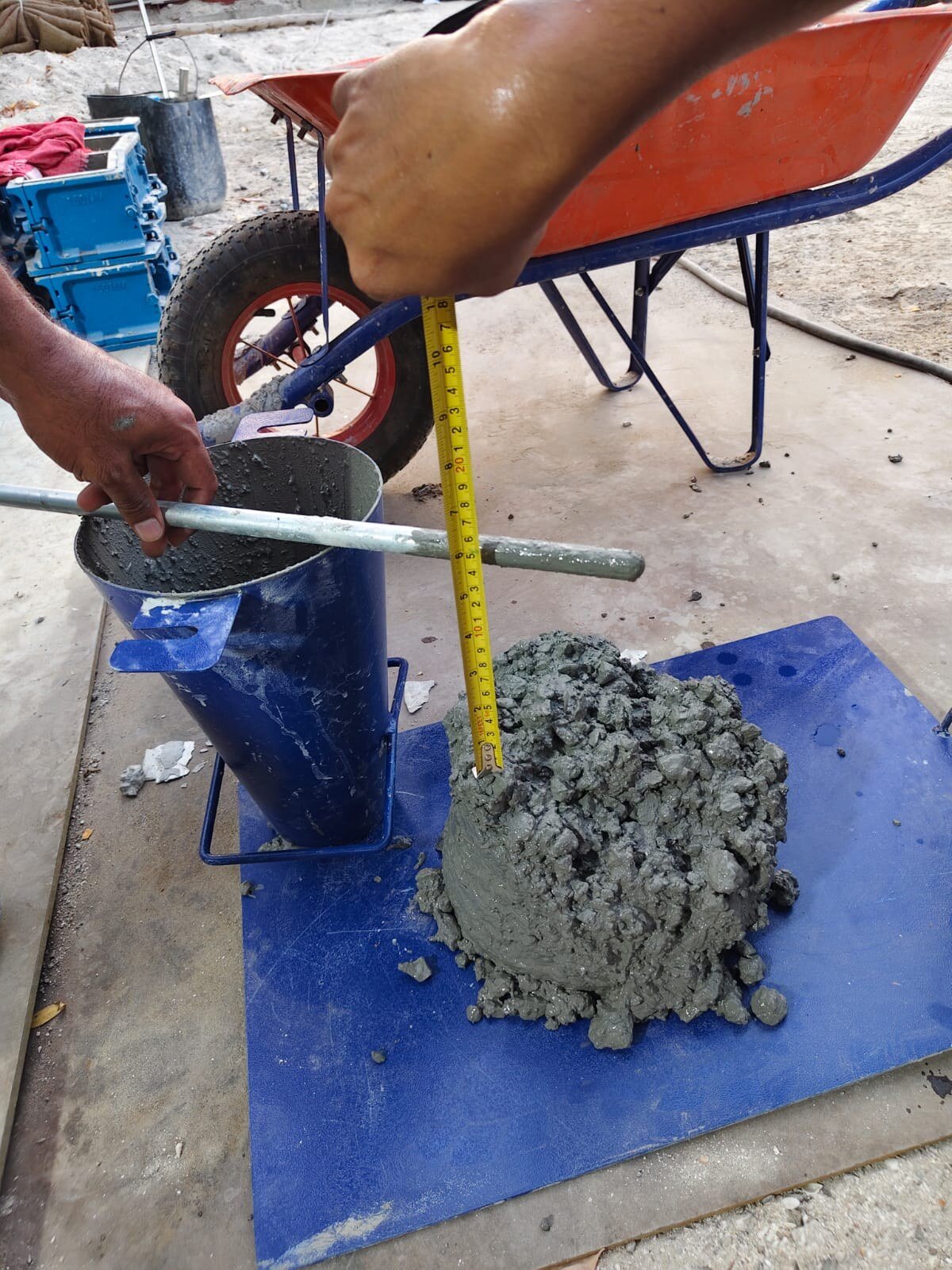 Ready mix concrete slump testing